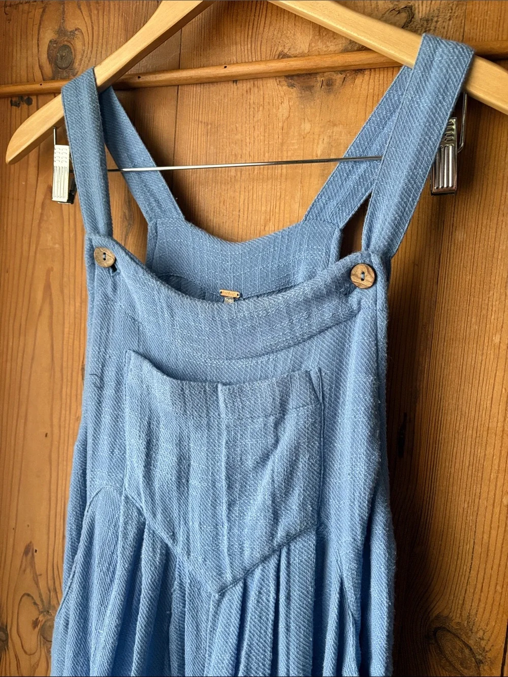 100% cotton free people Light Blue Cotton Gauze Overalls